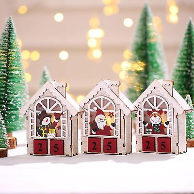 #ad Christmas Advent Countdown Calendar Santa Claus Wooden Blocks Home Party Decors