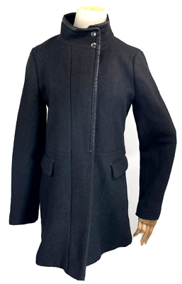#ad Banana Republic Womens Black Wool Coat Jacket Size 6 US Cold Weather Mid Length