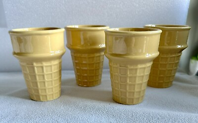 #ad Earthenware Pottery Set Of 4 Ice Cream Cones