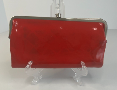 #ad Hobo Clutch Wallet International Lauren Red Gloss Leather Double Frame Mom Women