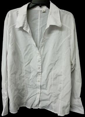 #ad Women#x27;s white collared long sleeve semi see through button down top 22 24W