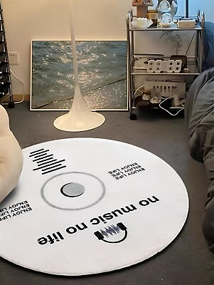 #ad Disc Design Shaped Rug Retro Decoration Footrest Graphic Round Carpet