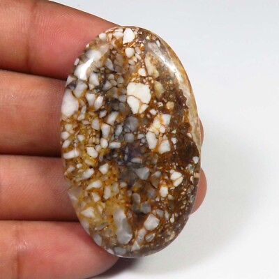 #ad RARE TEXTURED NATURAL WILD HORSE JASPER CABOCHON 58 Cts. OVAL GEMSTONE WH 34