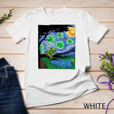 #ad Frog Tshirt Starry Night Cat Tee Van Gogh Frog Gift Frog Unisex T shirt