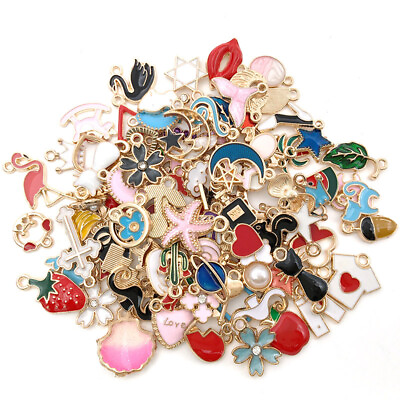 #ad 20 30 50Pcs Mixed Enamel Charms Pendants For Jewelry Making Bracelet Neacklace