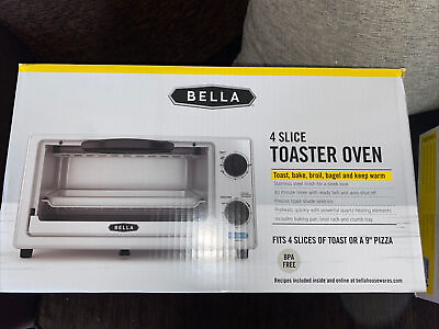 #ad Bella 4 Slice Toaster Oven Stainless Steal BPA Free Toast Bake Broil