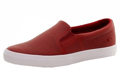 #ad Lacoste Women#x27;s Gazon Slip On 116 Dark Red Sneakers Shoes Sz: 10