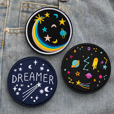 #ad Space Star Moon Dreamer Embroidery Sew On Iron on Patches Badge Fabric Applique