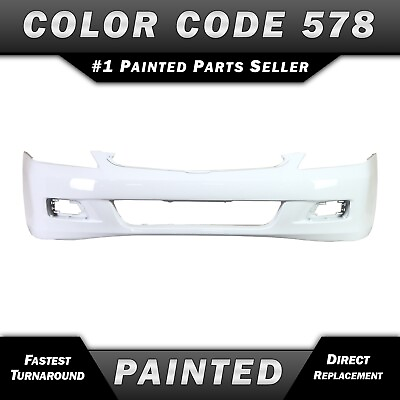 #ad NEW Painted *NH578 Taffeta White* Front Bumper Cover for 2006 2007 Honda Accord