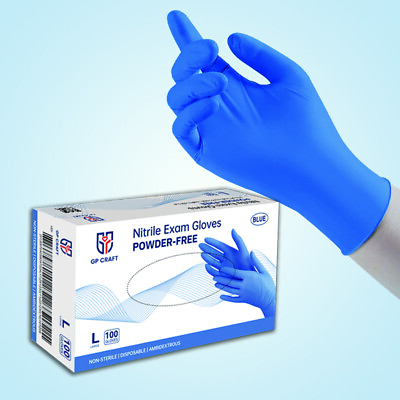 #ad GP Craft Blue Nitrile Gloves 3.5Mil Powder Latex Free Disposable 100pcs