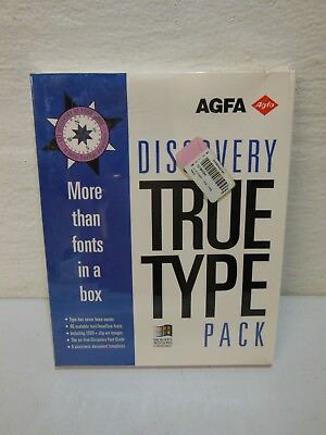 #ad AGFA Discovery True Type Pack Fonts 46 Scalable Clip Art Floppy 1992 New Sealed