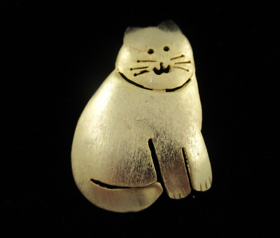 #ad Signed Ultra Craft Gold Tone Cat Brooch Pin 2 1 4quot;