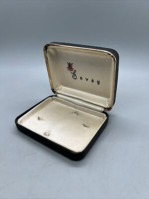 #ad Envoy Jewelry Box Black amp; Gold Tone 2.75x3.75x1” Vintage