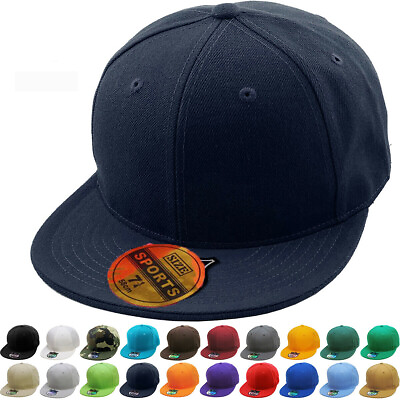 #ad Snapback Hat Classic Hip Hop Style Flat Brim Baseball Cap Solid Color Blank Hats