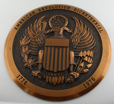 #ad US Seal Eagle 1976 Bicentennial 9# HEAVY 12” Relief Bronze Wall Plaque Medalion