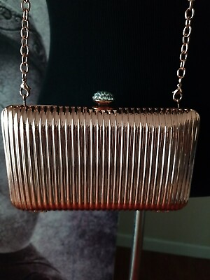 Glint Copper Toned Long Shoulder Chain Strap Snap Clutch Hard Box Bag YJ01 $24.01