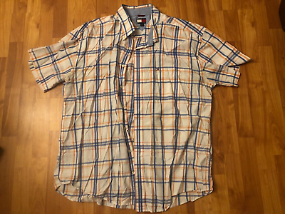 #ad Tommy Hilfiger Casual Mens Short Sleeve Button Up Shirt Size 2XL