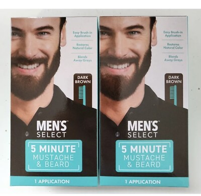 #ad 2 Packs Men’s Select Mustache amp; Beard Hair Dark Brown Brush In Color Gel 5 Min