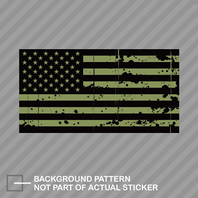 #ad Tattered OD Green American Flag Sticker Decal Vinyl america usa