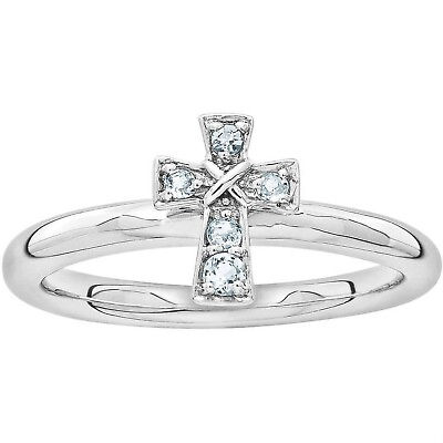 #ad Pure White Round Cut Moissanites Womens Simple Band With Cross In 10K White Gold