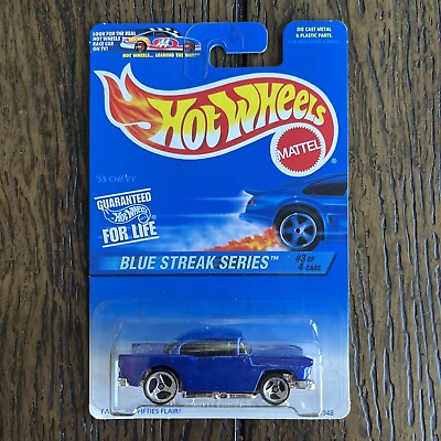 #ad Hot Wheels Blue Streak Series #x27;55 Chevy Diecast Vehicle #575 1996 Mattel