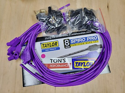 #ad Taylor Cable 73153 8mm Spiro Pro Universal Spark Plug Wire Set Purple 45 Degree