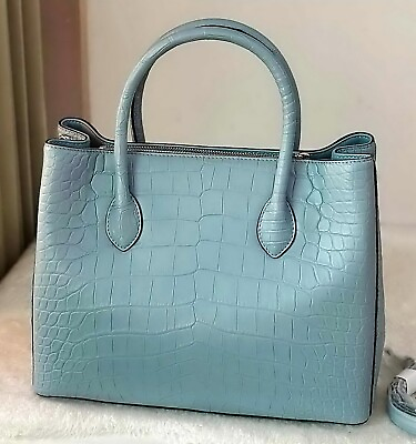 #ad Premium Grade Croc Leather Women Handbag Shoulder Bag Cross Body Blue w Strap