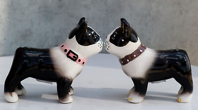 #ad Ebros Dog Boston Terrier Salt amp; Pepper Shakers Ceramic Magnetic Figurine Set 4quot;L