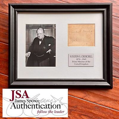 #ad WINSTON CHURCHILL * JSA * UK Prime Minister AUTOGRAPH Cut Signature SIGNED 1946