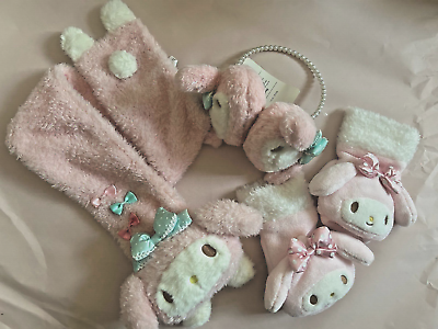 #ad Sanrio My Melody Scarf Earmuffs Gloves Set of 3 Ribbon Pink Fluffy Cute Japan