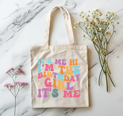 #ad Canvas Tote Bag Personalized Canvas Shoulder Bag The Birthday Girl Bag