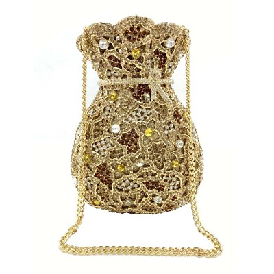 #ad Pouch Evening Clutch Bag Rhinestone Crystal Handbag Wedding Party Clutch Gold