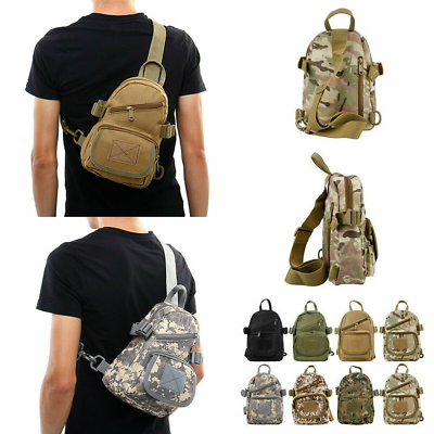 #ad Men#x27;s Molle Crossbody Sling Messenger Shoulder Pack Tactical Chest Bag Backpack