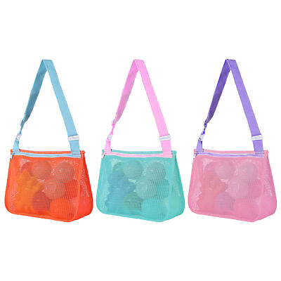 #ad #ad 3pcs Beach Mesh Bags Sand Toys Bag Seashell Collecting Tote Bags for Boys Girls