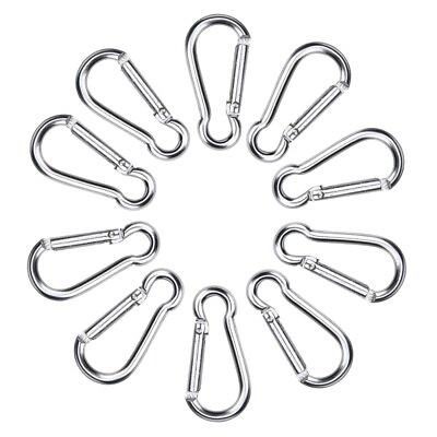 #ad 10x Mini Silver Carabiners Spring Clip Hook Keychain Key D Ring Hiking Small