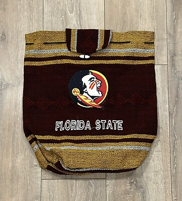 FLORIDA STATE Seminoles Rucksack Drawstring Knitted Backpack Baja Bag $29.99