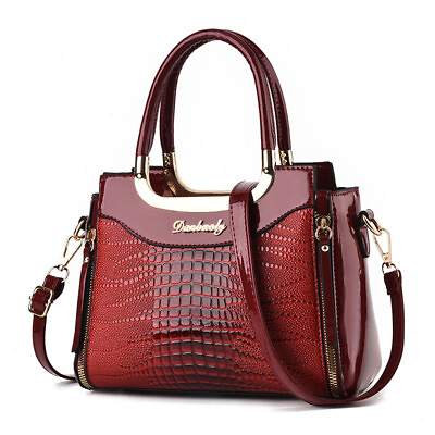 #ad Women Bags Patent Leather Shoulder Crocodile Pattern Handbags Purses