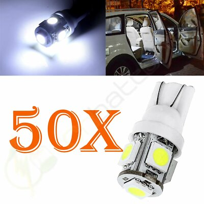 #ad 50PCS T10 168 194 6000K White 5050 LED Bulbs License Plate Light Lamp for Mazda