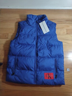 #ad NWT Calvin Klein Men#x27;s Blue Puffer Vest Size S