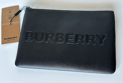 #ad NWT $550 Burberry Black Leather Case Clutch 80528831