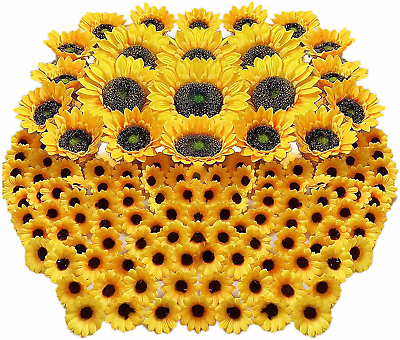 #ad 122Pcs Artificial Sunflower Heads 5.1#x27;#x27; 3.5#x27;#x27; 1.5#x27;#x27; Yellow Sunflower Artificial