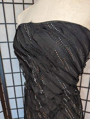 #ad VIntage TABOO Medium EUC Black Strapless Dress Bodycon ruffles Sparkle Shelf Bra