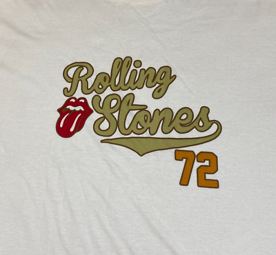 #ad The Rolling Stones Shirt Womens L Tan Red Graphic Tongue Patch Boyfriend 72 Tee