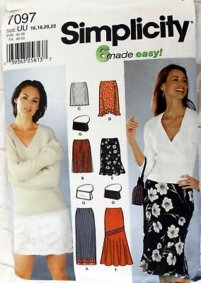 #ad Simplicity Womens Pattern Skirt 6 Ways Handbag Purse Sz 16 18 20 22 Pencil Flare