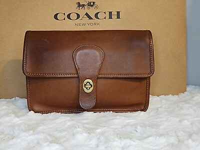 Vintage Coach Clutch Bag Turn lock Bristish Tan EUC