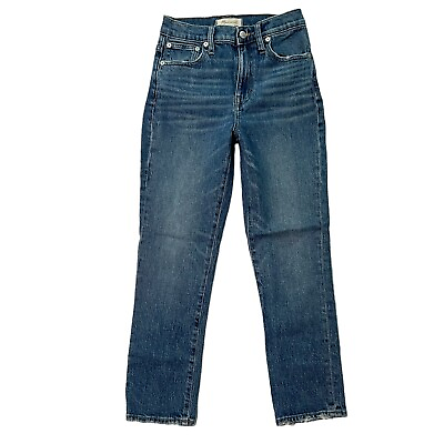 #ad Madewell jeans 23 High Rise Slim Crop Boyjean Medium blue wash Stretch Womens