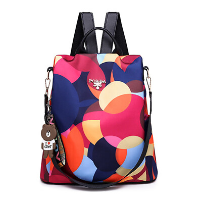 #ad Anti Theft Waterproof Backpack Women Purse Shoulder Rucksack Oxford Travel Bag