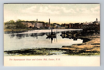 #ad Exeter NH New Hampshire Scenic Squamscott River Cotton Mill 1910 Old Postcard