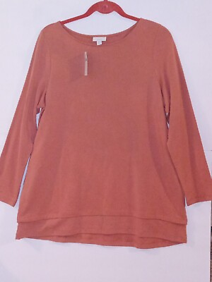 #ad J.Jill Pure Jill Harmony Knit shirt Red Clay cotton blend with pocket LP NWT