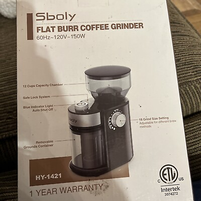 #ad Sboly Electric Burr Mill Coffee Grinder Adjustable 18 Settings Expresso French